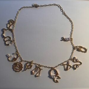 FENDI NIB $1700 retail Astrology Collection collar necklace 12 zodiac goldplated